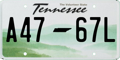 TN license plate A4767L
