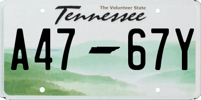 TN license plate A4767Y