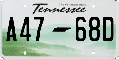 TN license plate A4768D