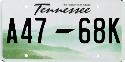 TN license plate A4768K