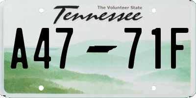 TN license plate A4771F