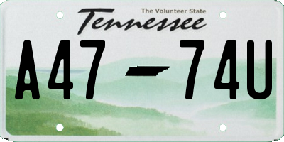 TN license plate A4774U