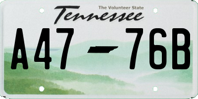 TN license plate A4776B