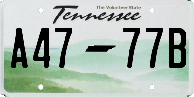TN license plate A4777B