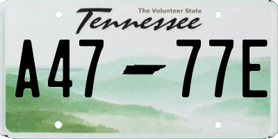 TN license plate A4777E