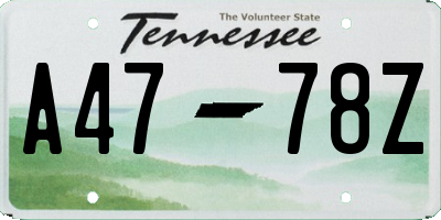 TN license plate A4778Z