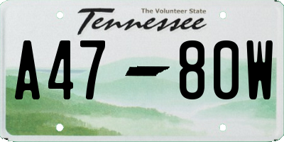 TN license plate A4780W