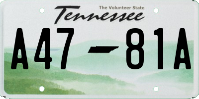 TN license plate A4781A