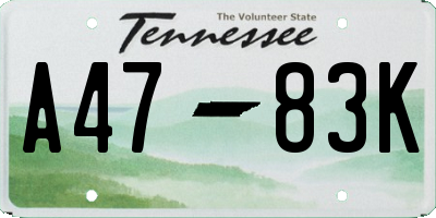 TN license plate A4783K
