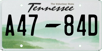 TN license plate A4784D