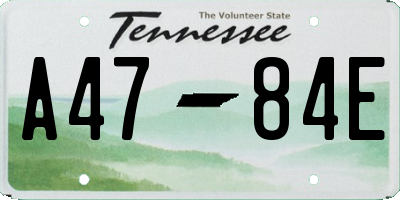 TN license plate A4784E