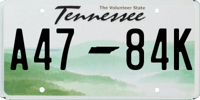 TN license plate A4784K
