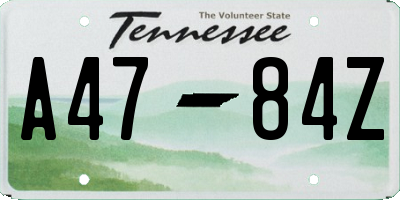 TN license plate A4784Z