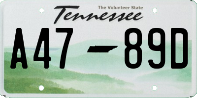 TN license plate A4789D