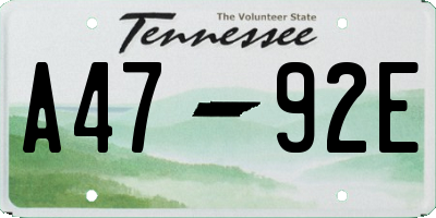 TN license plate A4792E