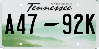TN license plate A4792K