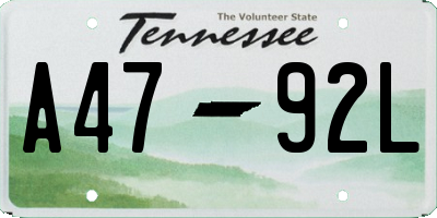 TN license plate A4792L