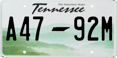 TN license plate A4792M