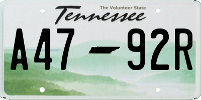 TN license plate A4792R