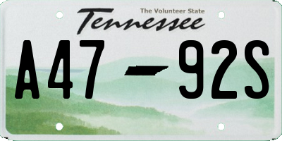 TN license plate A4792S