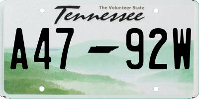 TN license plate A4792W