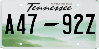 TN license plate A4792Z