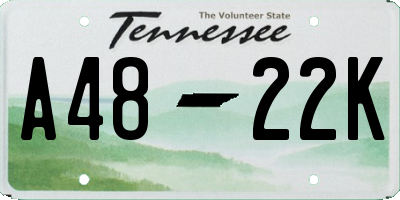 TN license plate A4822K