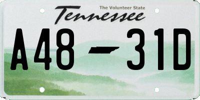 TN license plate A4831D