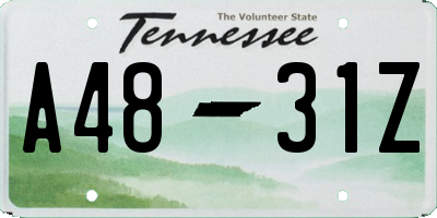 TN license plate A4831Z
