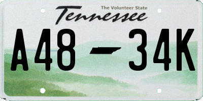 TN license plate A4834K