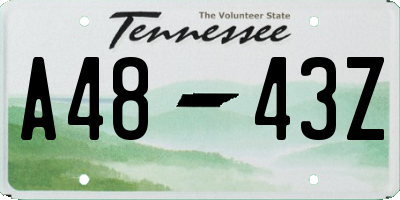 TN license plate A4843Z