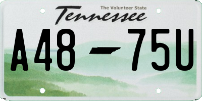 TN license plate A4875U