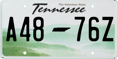 TN license plate A4876Z