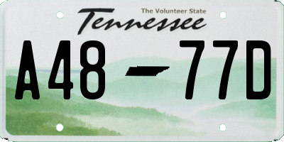 TN license plate A4877D