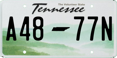 TN license plate A4877N