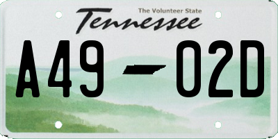 TN license plate A4902D