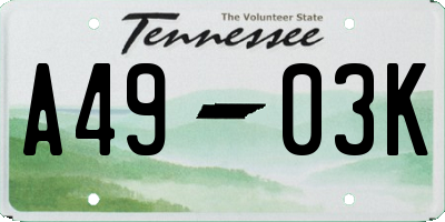 TN license plate A4903K
