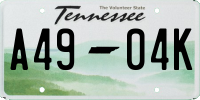 TN license plate A4904K