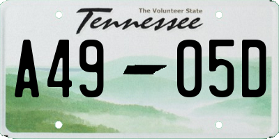 TN license plate A4905D