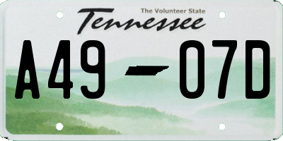 TN license plate A4907D
