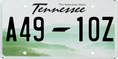 TN license plate A4910Z