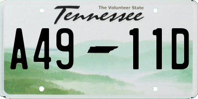 TN license plate A4911D
