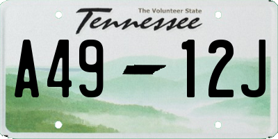 TN license plate A4912J
