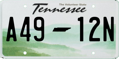 TN license plate A4912N
