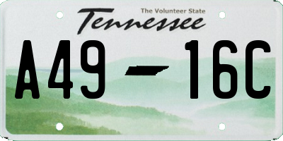 TN license plate A4916C