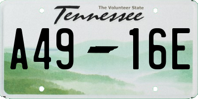 TN license plate A4916E