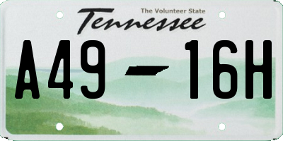 TN license plate A4916H