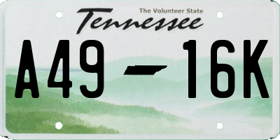 TN license plate A4916K