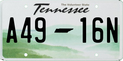 TN license plate A4916N