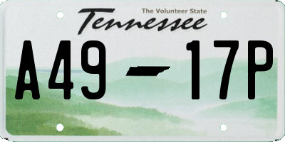 TN license plate A4917P